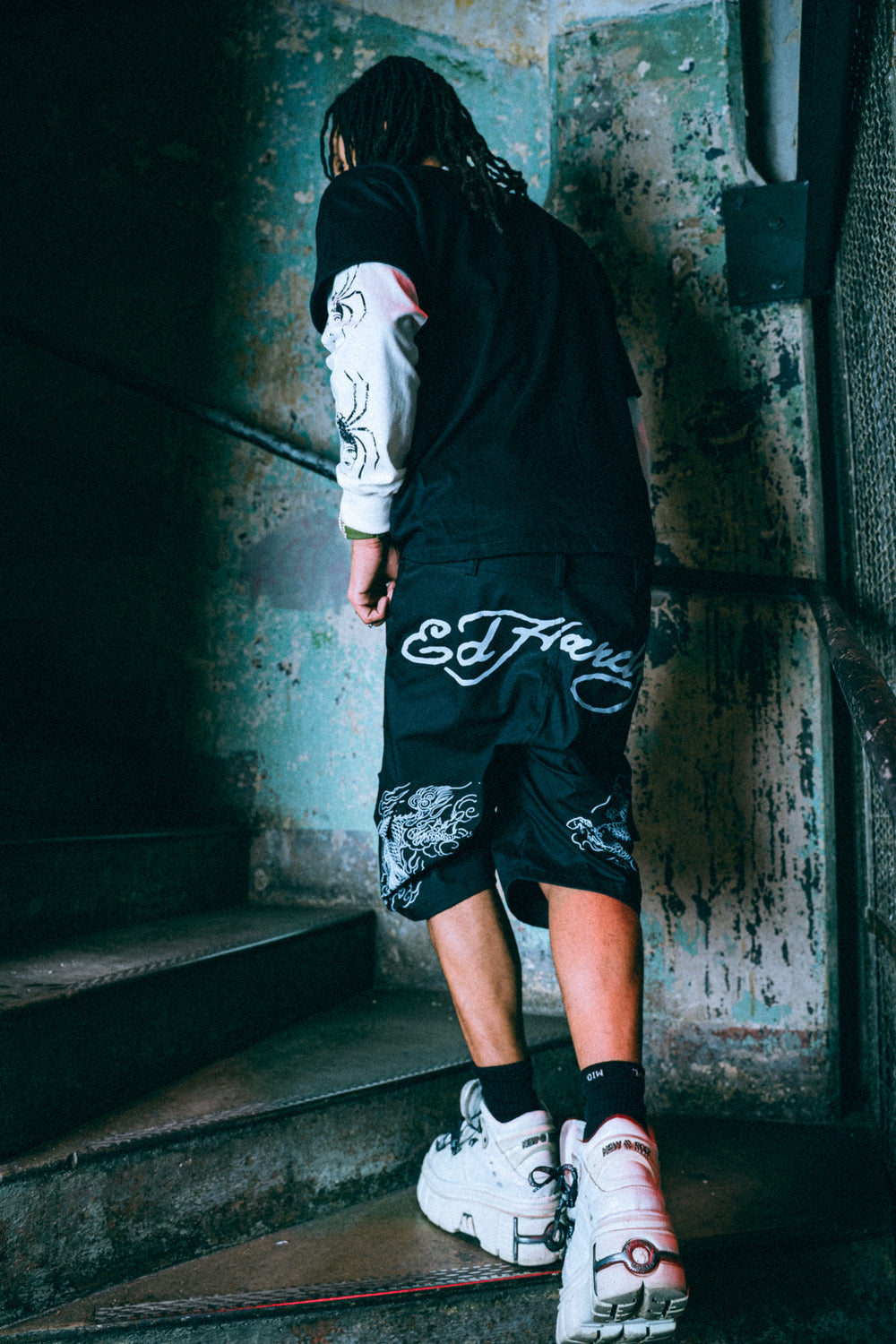 Ed Hardy x Matuê "Dragon" Bermuda Preta