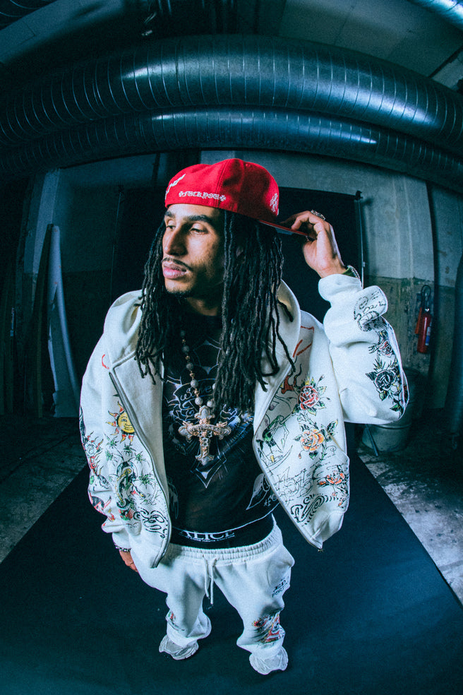Ed Hardy x Matuê "Fortal" Moletom Zip Up Off White