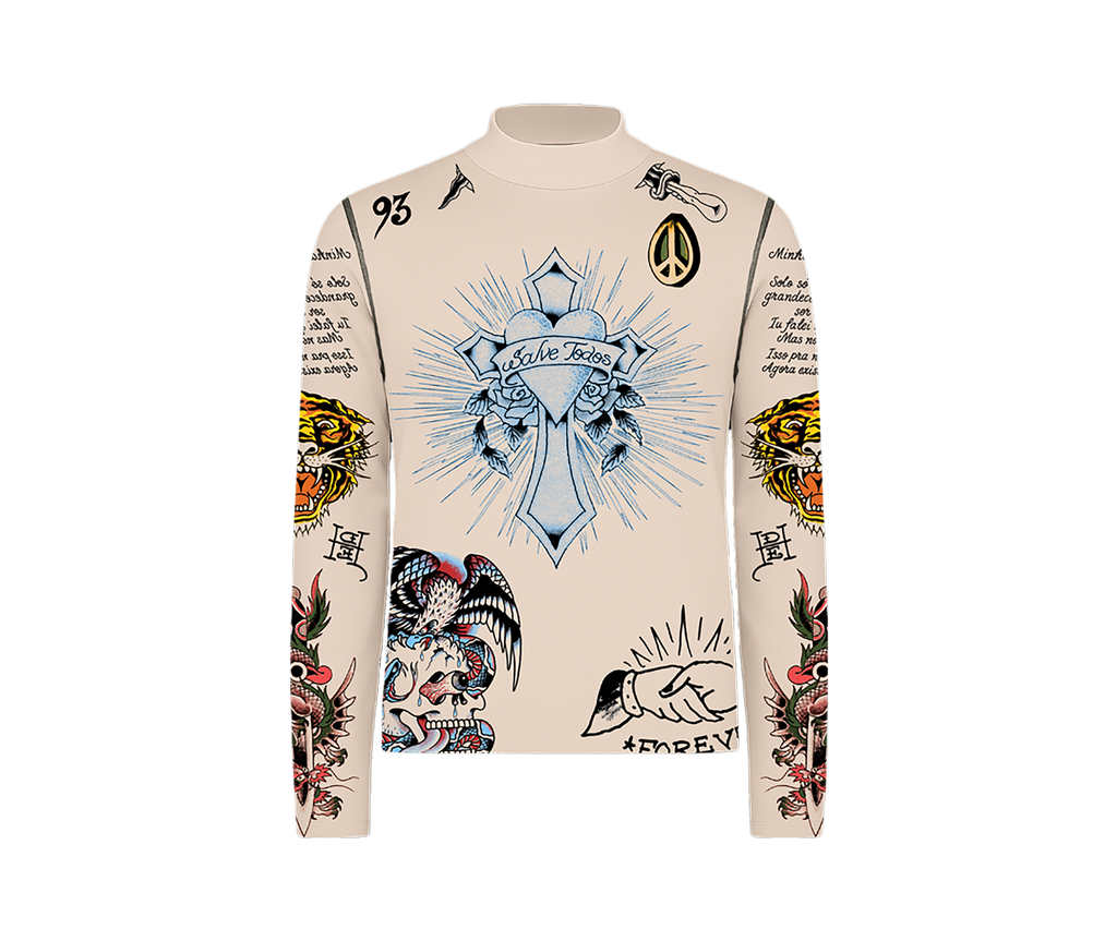 Ed Hardy x Matuê "Tattooed Skin 2" Tule Masculino Bege